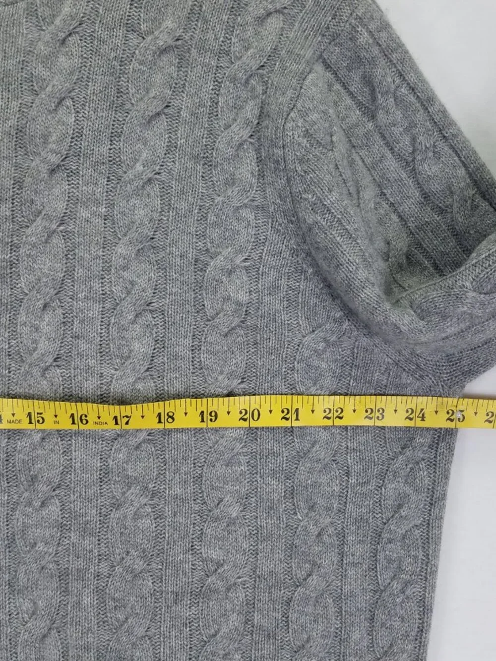 J. McLaughlin Men XL Gray Cashmere Cable Knit Pullover Sweater Luxury Classic